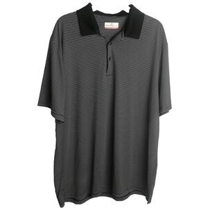 Mens Grand Slam Performance Short Sleeve Black Striped Polo Shirt Size XL